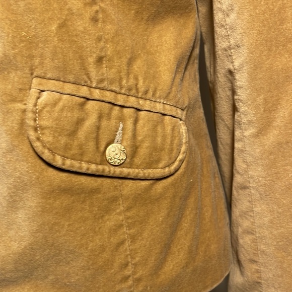 Old Navy (Est. 1994) Vintage Tan Velvet Blazer Floral Lining in Size Medium - Picture 5 of 9